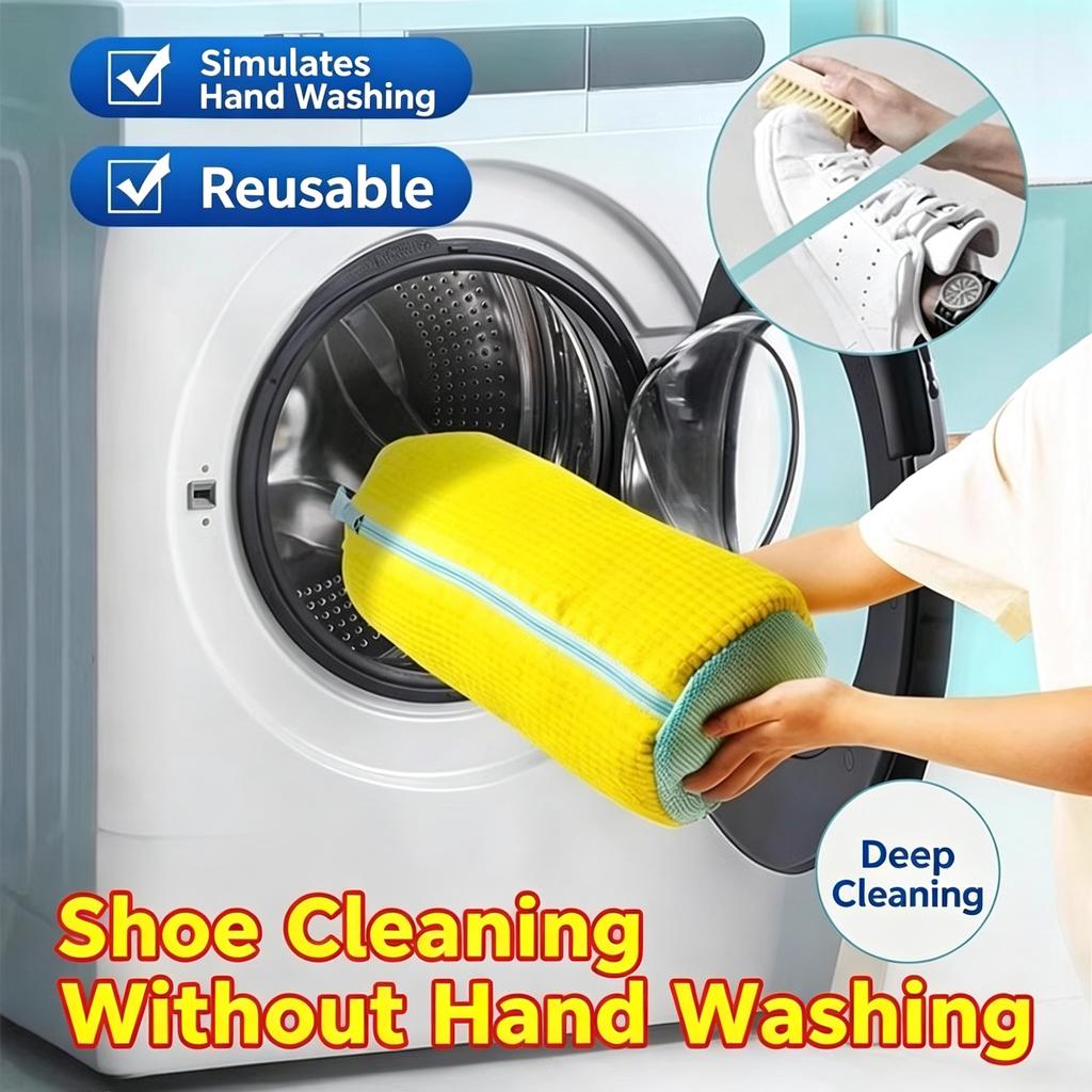 Cylindrical Shoe Washing Bag Polyester Laundry Shoe Protector Prevent Deformation