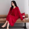 Pajamas Women'S Spring And Autumn Models With Chest Pads Pure Cotton Women'S Long Sleeves Autumn Red Natal Year Pajamas Women