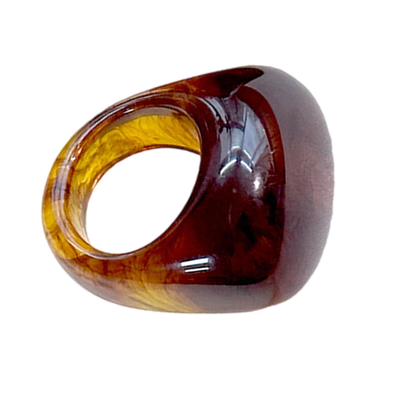 

Винтажное геометрическое кольцо из смолы, легкий дизайн, янтарный тон, ювелирный подарок, удобная посадка, ретро-аксессуар из смолы для женщин и мужчин 4