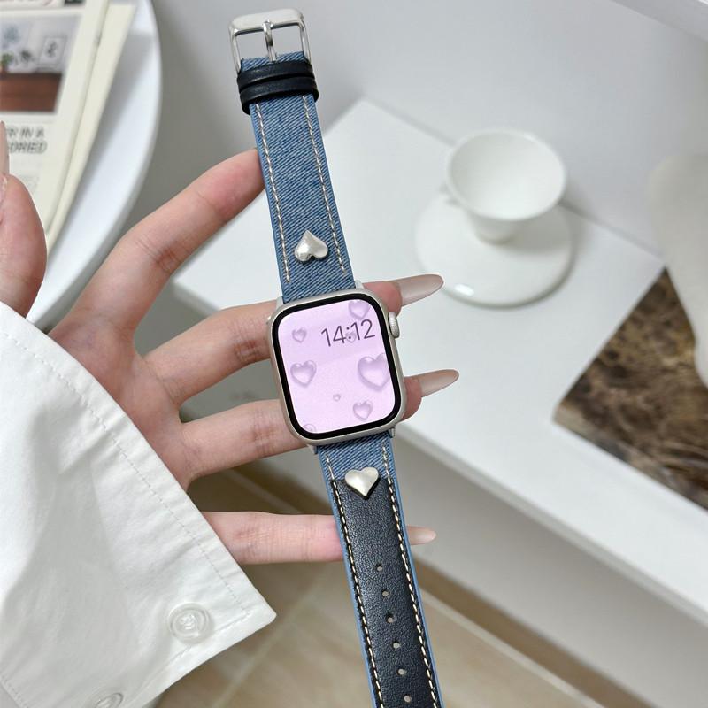 

Ремешок Love PU Leather для Apple Watch Band 49 мм 46 мм 40 мм 45 мм 41 мм 44 мм 42 мм Роскошный ремешок для часов с цветным блоком для iWatch Series 10 9 8 7 Ultra2 38 40 41 42（S10） темно-синий