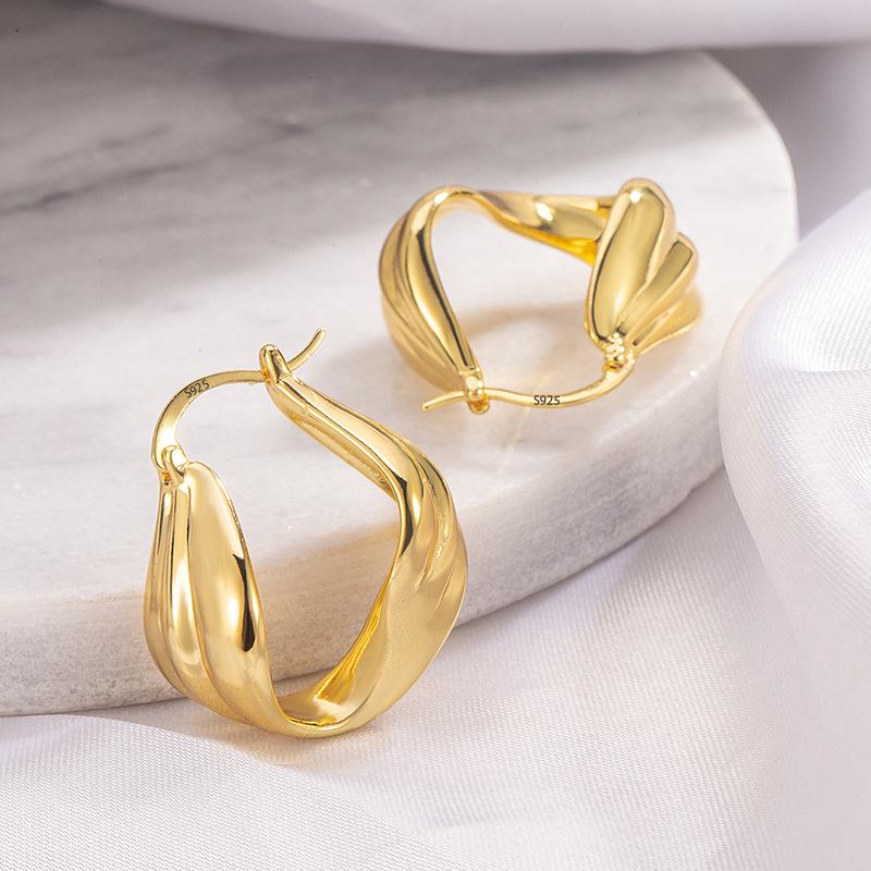 

PANJBJ 925 Sterling Silver Earrings For Women Frosted Irregular HipHop Punk Exaggeration Jewelry Party Gift Accessories Dropship