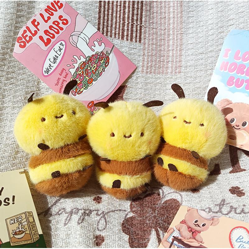 Adorable Bee Plush Doll With Keychain Pendant 4 Inch Claw Machine Prize Children Toys Gift For Birthday