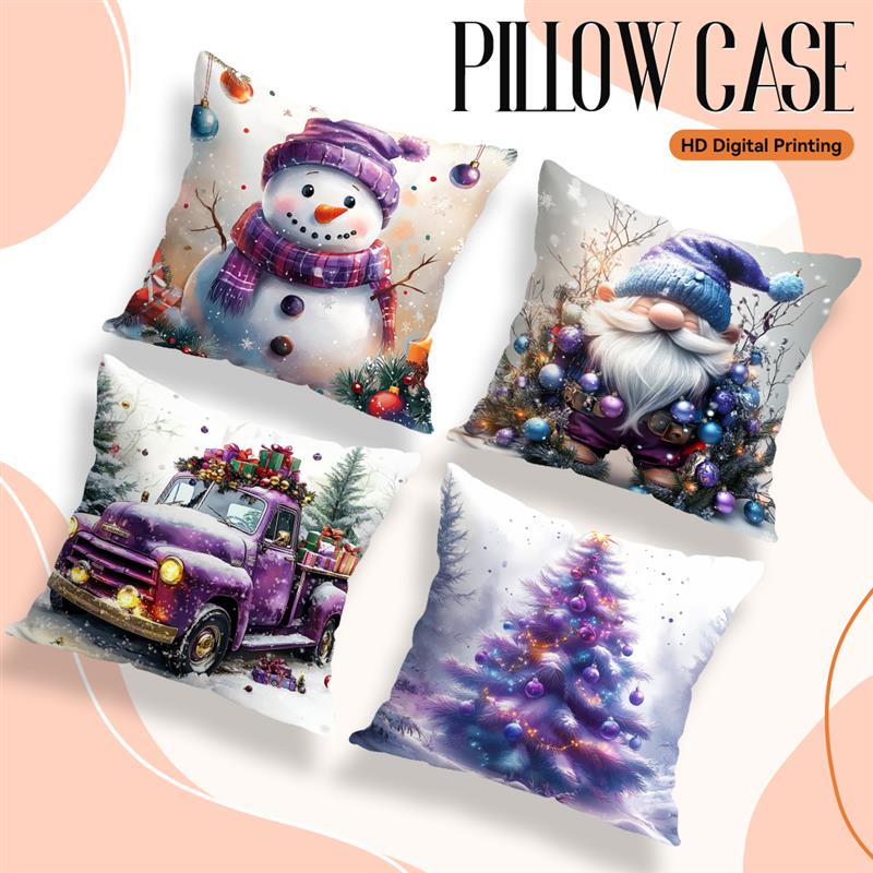 Home Decor Christmas-Themed Decorative Pillow Covers Pattern Cushion Cover Suitable For Sofa Bedroom Car Pillow Cover