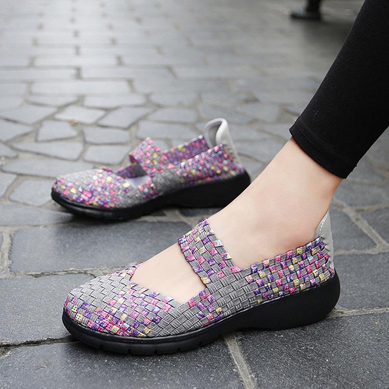 Versatile new handwoven shoes hollow breathable women's shoes flat bottom loose casual shoes fashion