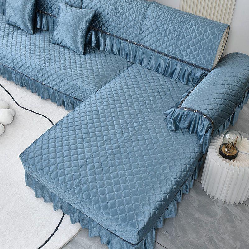 Luxury Golden Velvet Sofa Cover for Living Room Solid Color Dirt-proof Sofa Cover Elastic Protect Cushion 1-3 Seats Sofa Towel