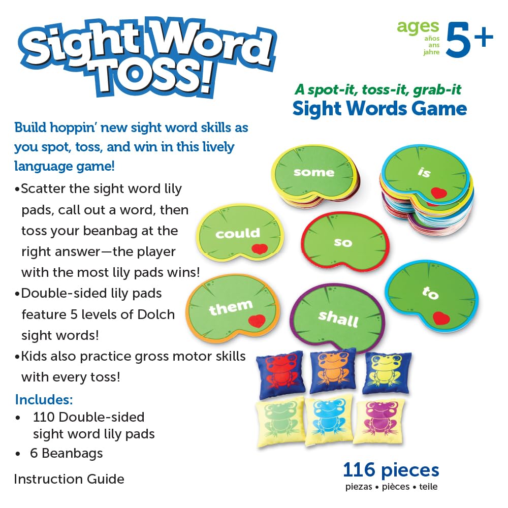 Learning Resources Sight Word Toss English Vocabulary Game for Authentic Toddlers, LER4698,