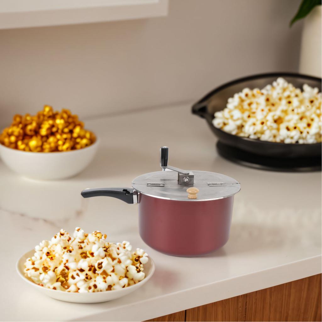 Maszynka do popcornu ze stali nierdzewnej obsługiwana ręcznie, Maszynka do pysznego domowego popcornu, Kompatybilna z kuchenką gazową i płytą indukcyjną