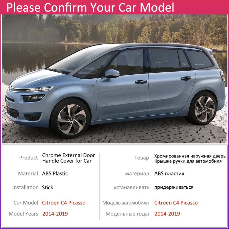 For Citroen C4 Picasso SpaceTourer MK2 2014~ Chrome Door Handle Cover Car Accessories Stickers Trim Set 2015 2016 2017 2018