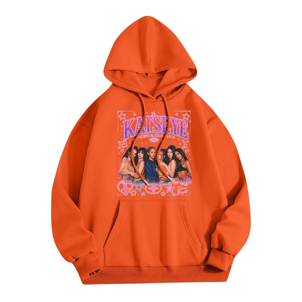 Unisex Lightweight Long-Sleeve Printed Hooded Pullover Sweatshirt