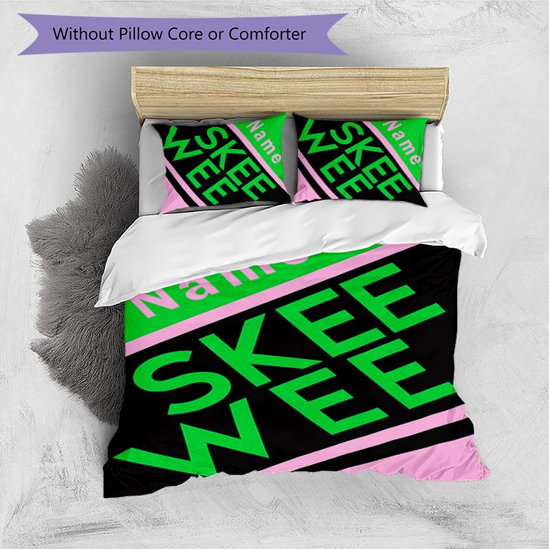 3pcs Custom Name Alpha Kappa Alpha logo Bedding Set Duvet Cover Closure Includes 1 Duvet Cover & 2 Pillowcases for All Seasons Bedroom Decor