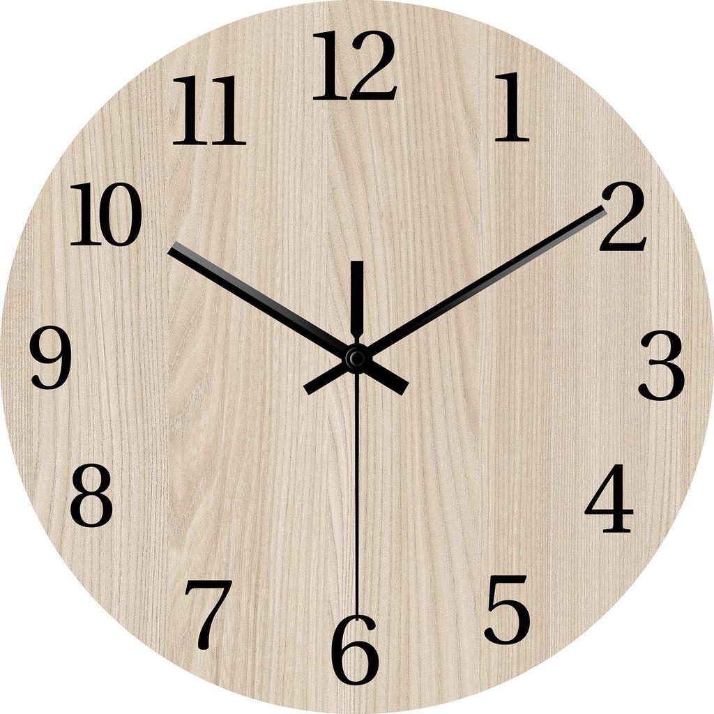 Kreatywny Zegar Cyfrowy MDF z Imitacją Drewna Prosty Skandynawski Modny Dekor Cichy Okrągły Salon