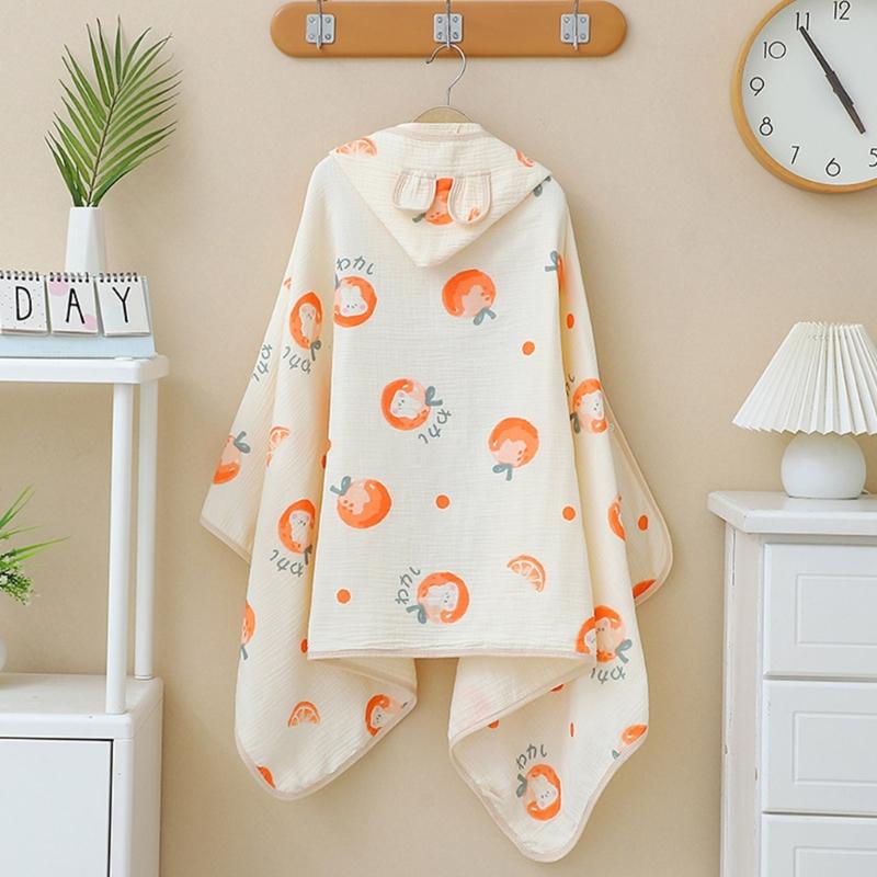 Infant Hooded Towel Gauze-Cotton Breathable Bathrobe Print Summer Sun-proof Cloak Bath Towel Gender Neutral Soft Towel