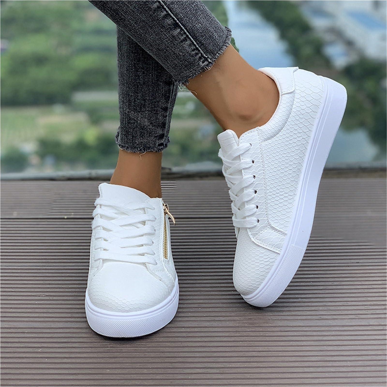 

Women s Elastic Laces Flats Lightweight Mesh Tennis Breathable Low Top Canvas Fixed Lace-up Comfy Walking Shoes Orthotic Casual Shoes 37 білий