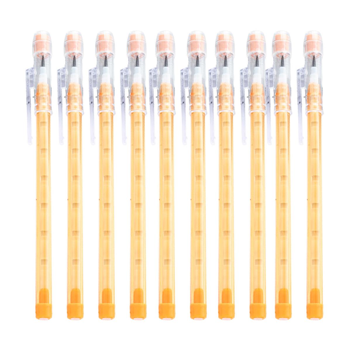 

10 шт. прозрачных карандашей, не требующих заточки, складные многоточечные пластиковые карандаши с ластиками для школьного и офисного рисования