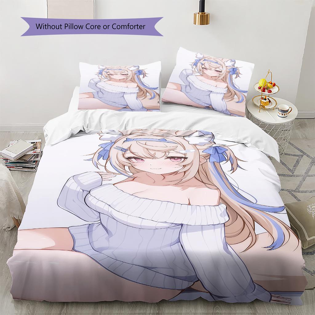 Sada povlečení s anime vzorem, přikrývka a povlak na polštář, bytová dekorace, dárek k narozeninám (1 * povlak na peřinu + 2 * povlak na polštář, bez jádra)