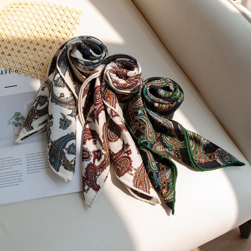 Women's Elegant Double-Sided Silk Wool Scarf - Light Luxury Shawl for Gift or Sun Protection