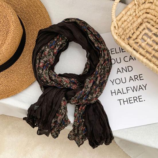 Ladies Shawl Scarf Floral Print Versatile Comfortable Bright Color Shawl Wrap Soft-textured Winter Accessory