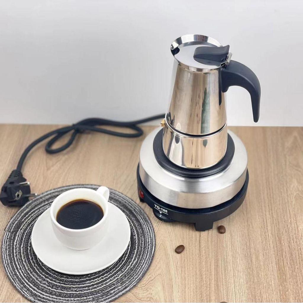 EU-kontakt Rostfritt Stål Mokabryggare & Elektrisk Värmeplatta Kaffekit