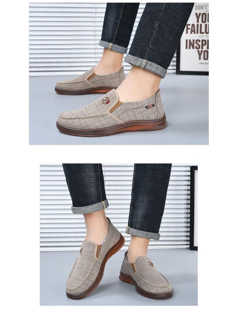 Men's Slip-on Old Beijing Canvas Shoes - Breathable, Non-slip, Wear-resistant Sole, Spring/Autumn Casual Footwear