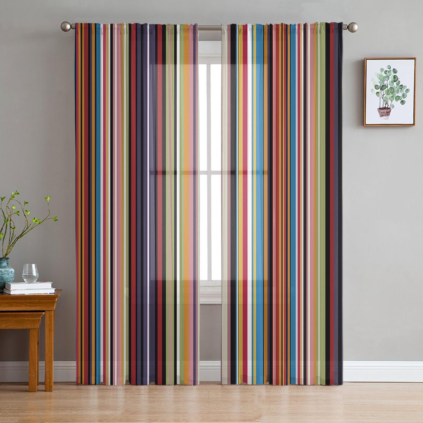 Luxe Transparante Gordijnen Regenboogkleur Rimpel Heldere Keuken Slaapkamer Woonkamer Gordijnen Studeerkamer Frans Raam Chiffon Gordijnen 135W x 160H(cm)