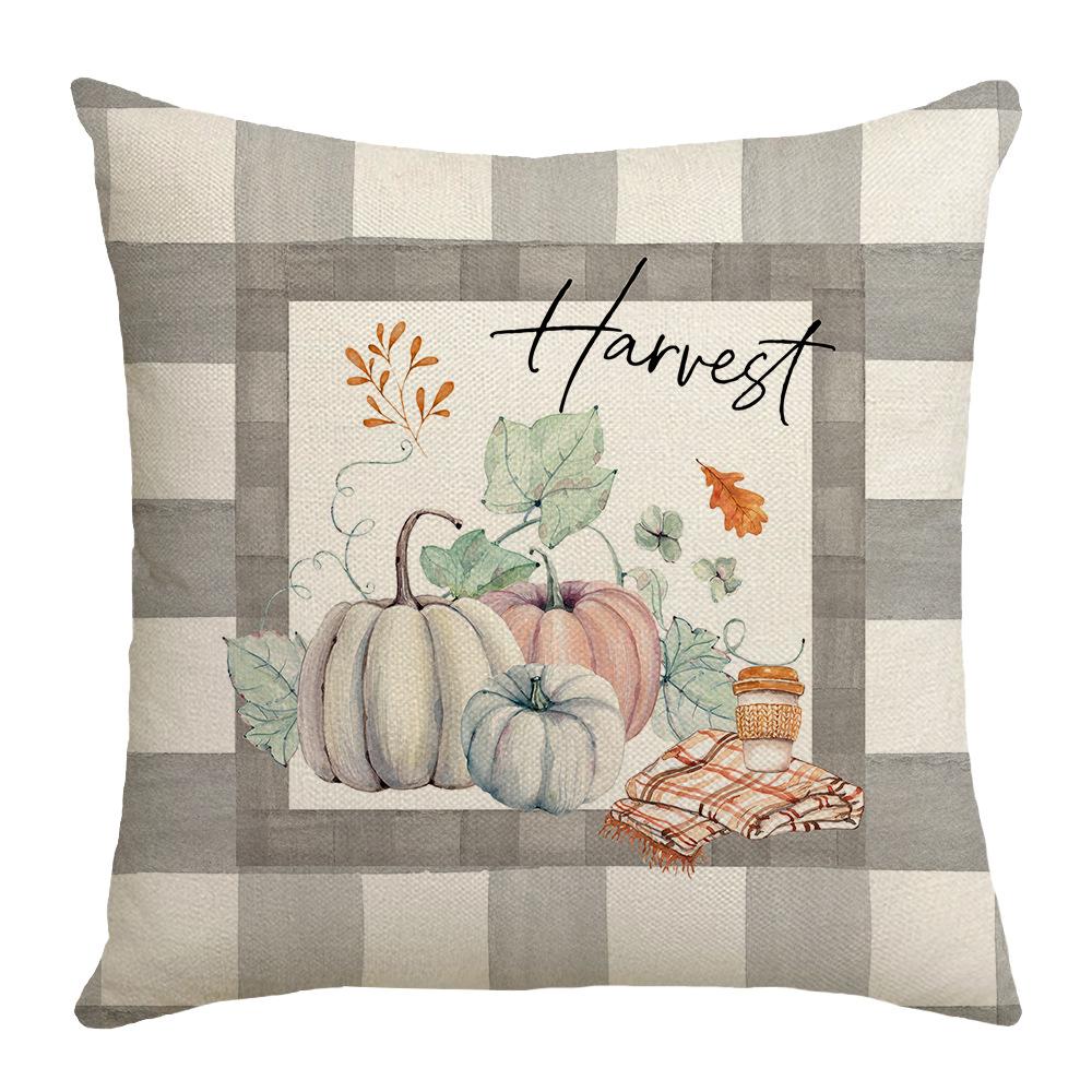Thanksgiving Pillow New Pumpkin Farm Car Maple Leaf Gray Festival Party Decoration Sofa Pillow Cover