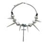 Trendy Cross Rivet Tassel Pearl Choker Necklace