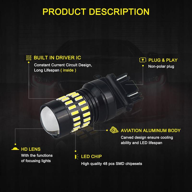 2X 3457 3057 3157 White LED Brake Tail Back Up Light Side Marker Signal Bulbs