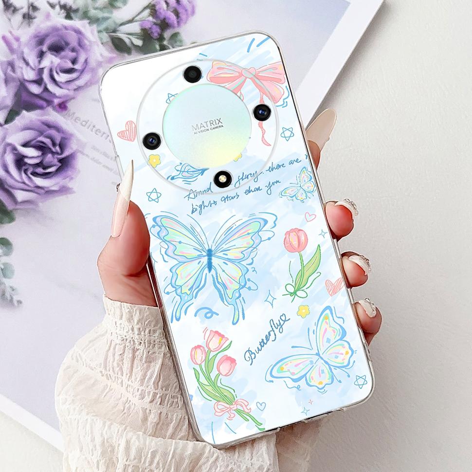 For Honor X9b 5G Case Flowers Butterfly Painted Cover Soft Silicone Casing For Honor X9 X9 b HonorX9b 5G Phone Case