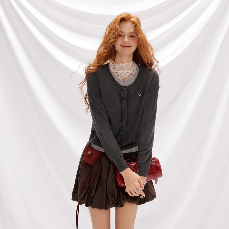 UNIFREE Women's Color-Block Lace Knit Cardigan