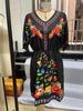Bohemian Retro Ethnic Tassel Embroidered Waist-Cinching Short Holiday Dress with Short Sleeves