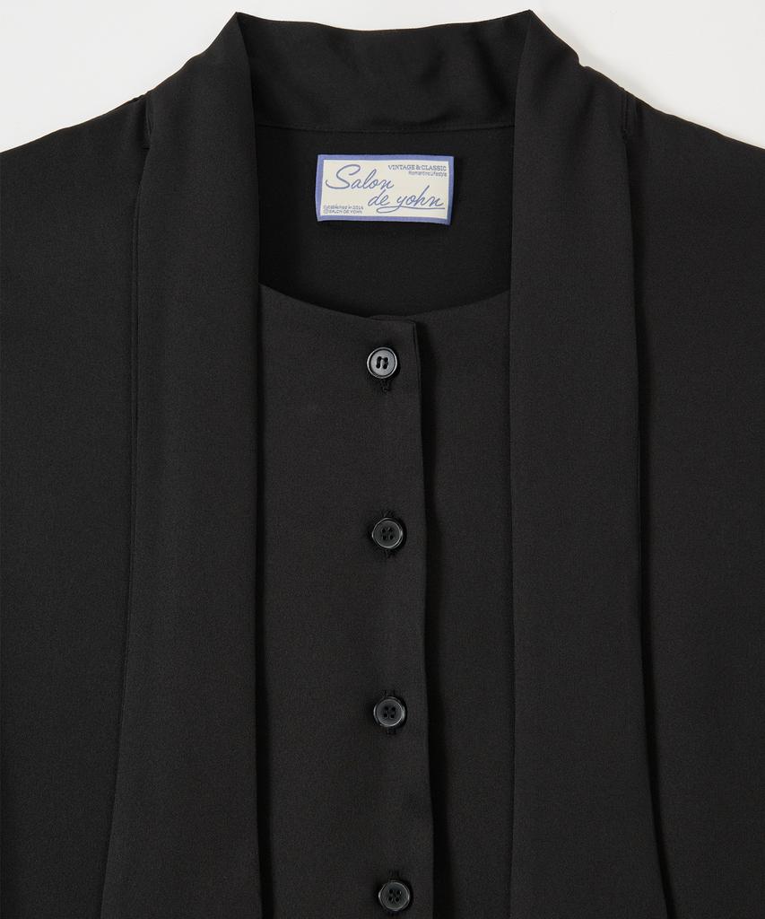 SALON DE YOHN Silky Tie Blouse_ Black