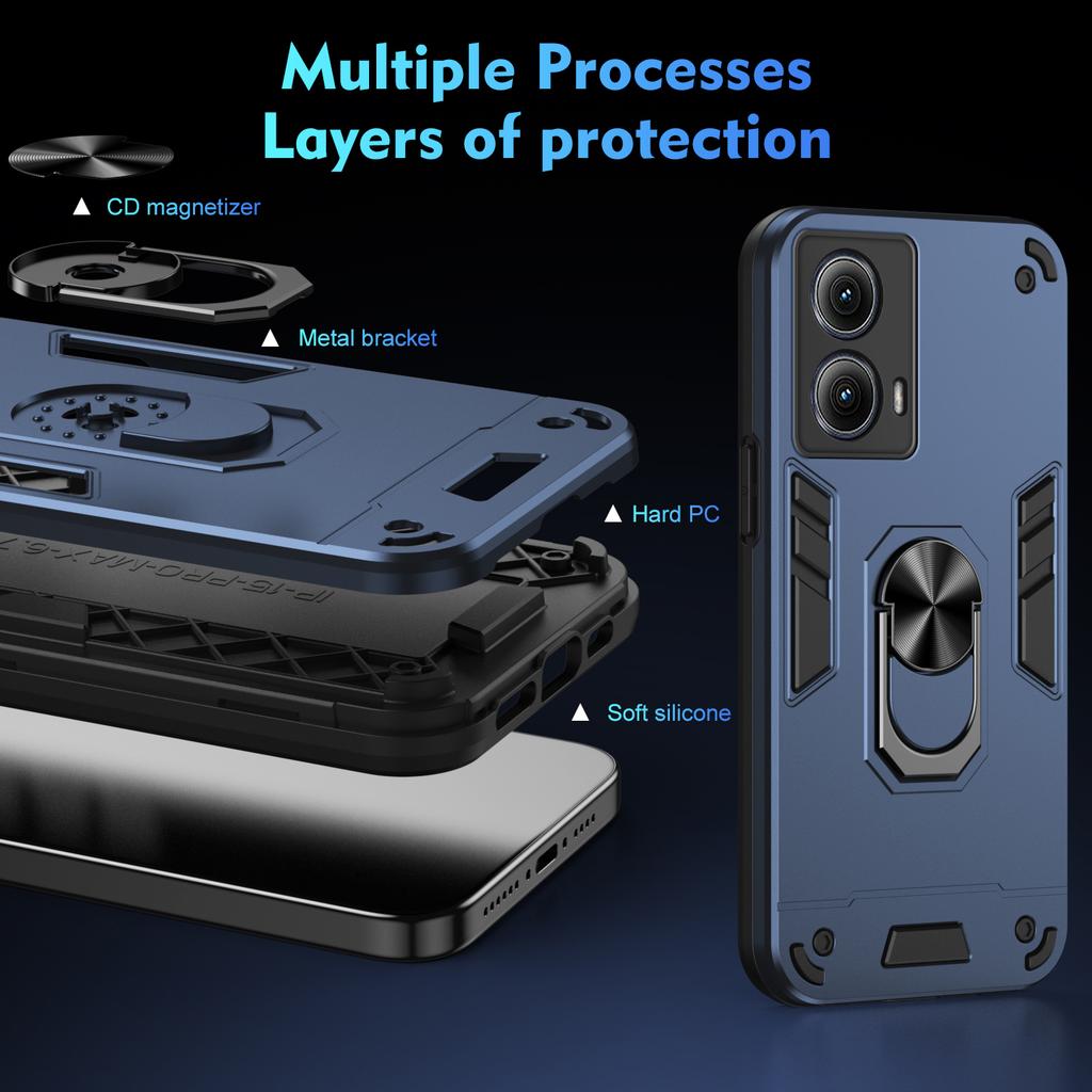 For Motorola Edge (2024) 5G Case PC+TPU Drop Defend Phone Cover with Ring Kickstand