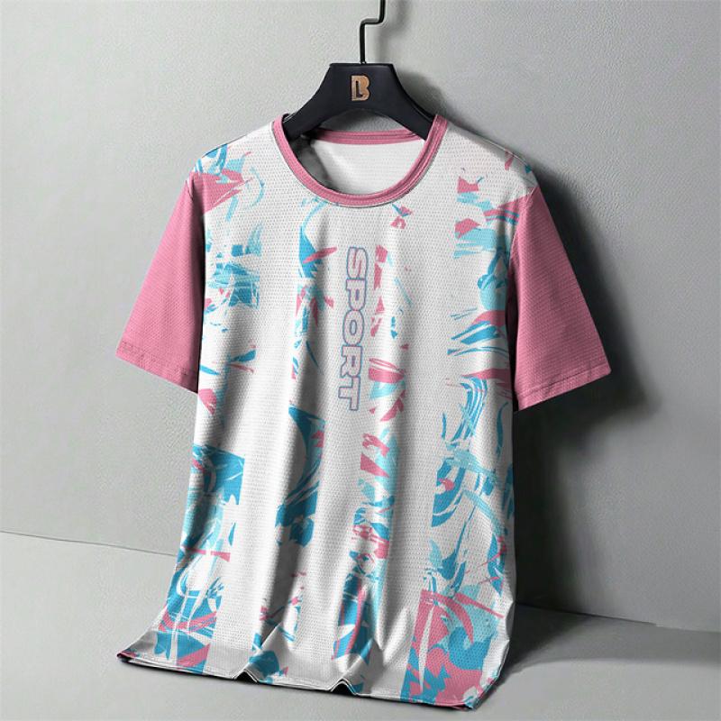 Men's Running T-Shirt 3d Print Oversized Short Sleeved Top High Elasticity Sports Shirt Summer Quick Dry Fitness T-Shirt For Men