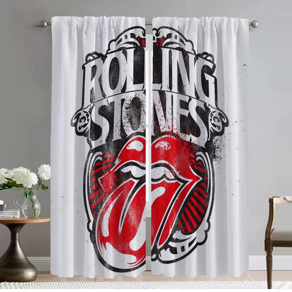 Curtains Child Room Rolling Stones Window Curtain for Room 2 Panel Tulle for Bedroom Home Interior Curtains Halloween Decoration