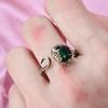 New Style Vintage Snake & Egg Green Crystal Thai Silver Unisex Party Ring Jewelry for Women Men Gifts Never Fade Promotion