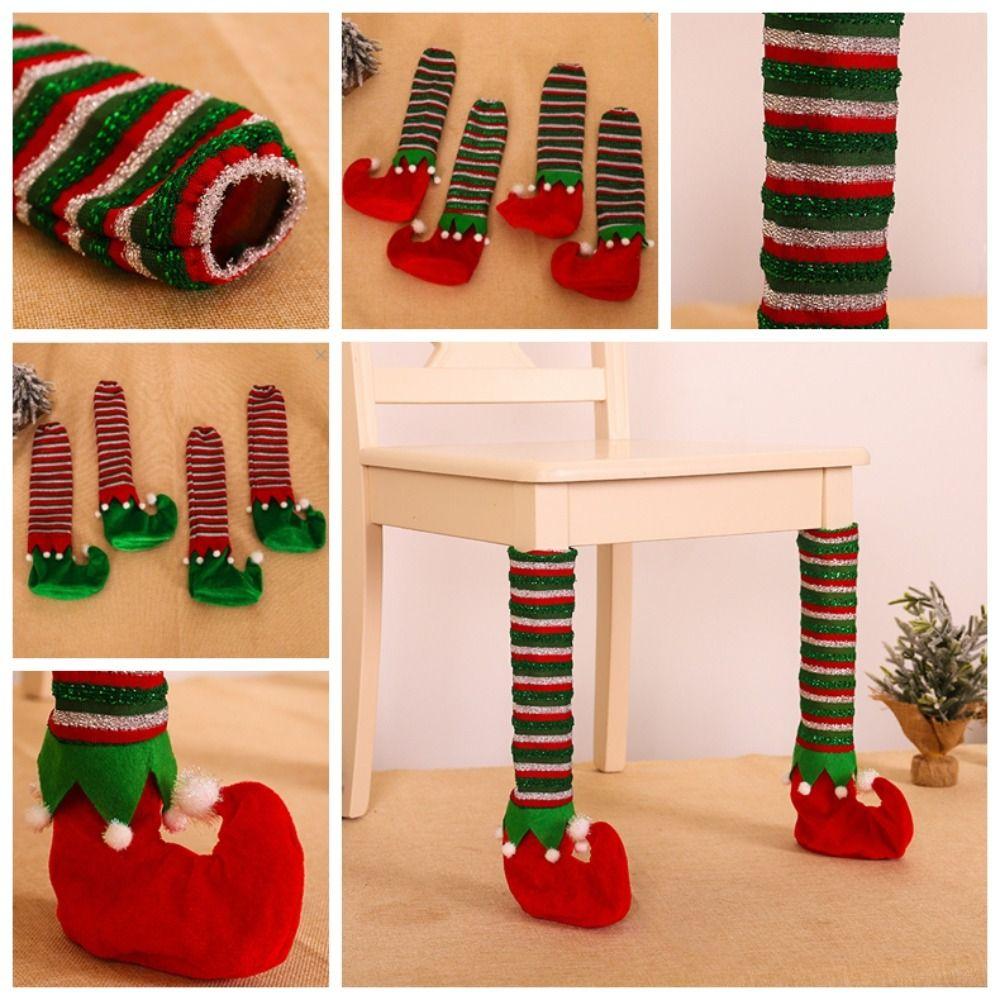 4Pcs Stripe Chair Leg Floor Protector Patchwork Stool Leg Protectors Cap Protect Scratches