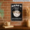2D Flat, 1pc "Papa's Fix-It Shop" Aluminium Metal Wall Decor Sign - 8"x12" Vintage Garage Decor, Wrench & Tools Accent Wall Art, Perfect Father's Day