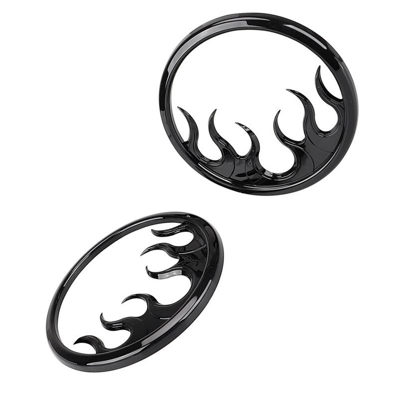 2pcs ABS Motorcycle Flame Speaker Grill Accent Trim Covers for Harley-Davidson Electra Glides, Street Glides, Trikes 2014-