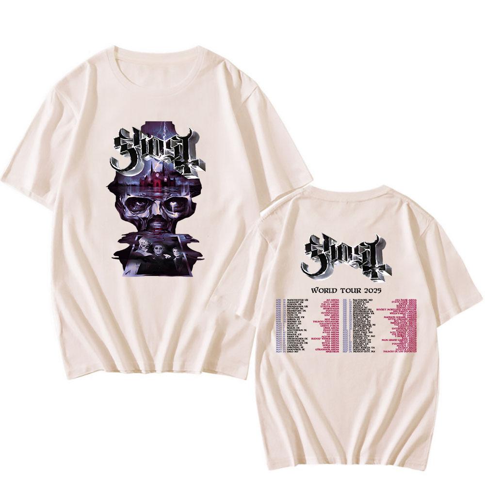 Ghost World Tour 2025  T-shirt Cotton Soft Short Sleeve O-neck Tshirts Camisas De Hombre Hip Hop Streetwear Heavy Mental Tees