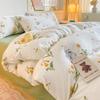 Washed Cotton 4Pcs Dormitory Small Fresh Naked Sleeping 3Pcs Double-Layer Yarn Bed Sheet Quilt Cover