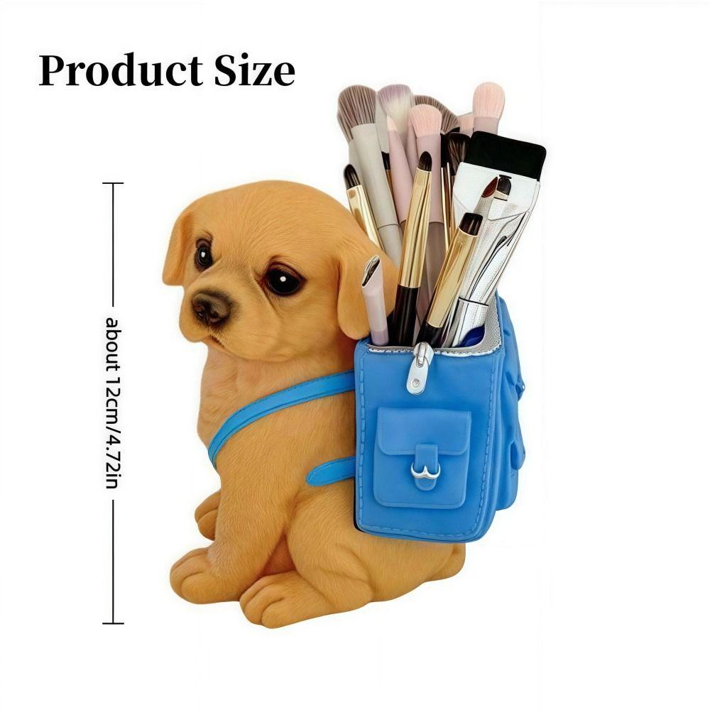 Large Capacity Dog Pen Holder Labrador Simulation Funny Makeup Brushes Holder Drop-resistant Plastic Desktop Organizer
