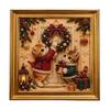 Faux Pearl Painting Kit for Adults Christmas Cat Art with Frame, Kitty DIY Embroidery Kit, 3D Bead Wall Craft Adults, Handmade Home Holiday