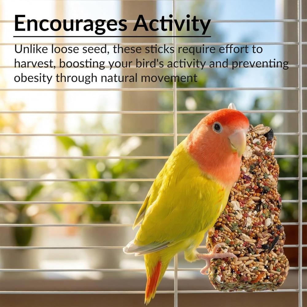 2 Pcs Natural Bird Treat Sticks - Nutritious Mixed Grains & Honey Snacks for Parakeets, Cockatiels, Lovebirds - Healthy Chewing & Foraging Cage Toy