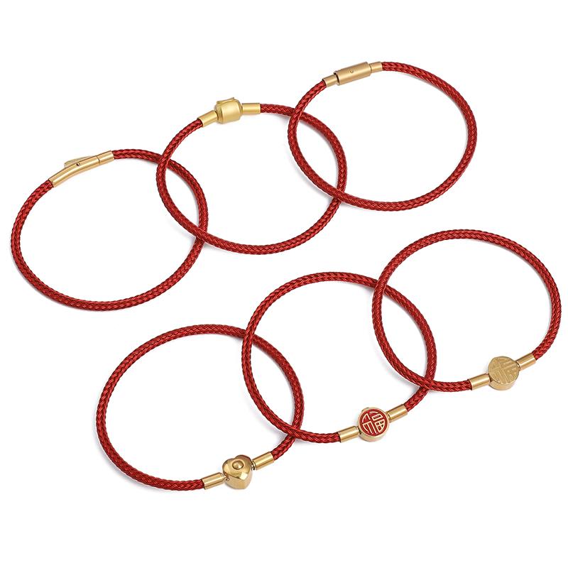 Semi-finished Adjustable Braided Red Rope Stainless steel Charms Wire For DIY Jewelry Making Beading Bracelet