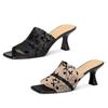 Mesh High Heels Women's New Hollow Out Breathable Summer Wear Non-slip Wear-resistant Cool Stiletto Slippers