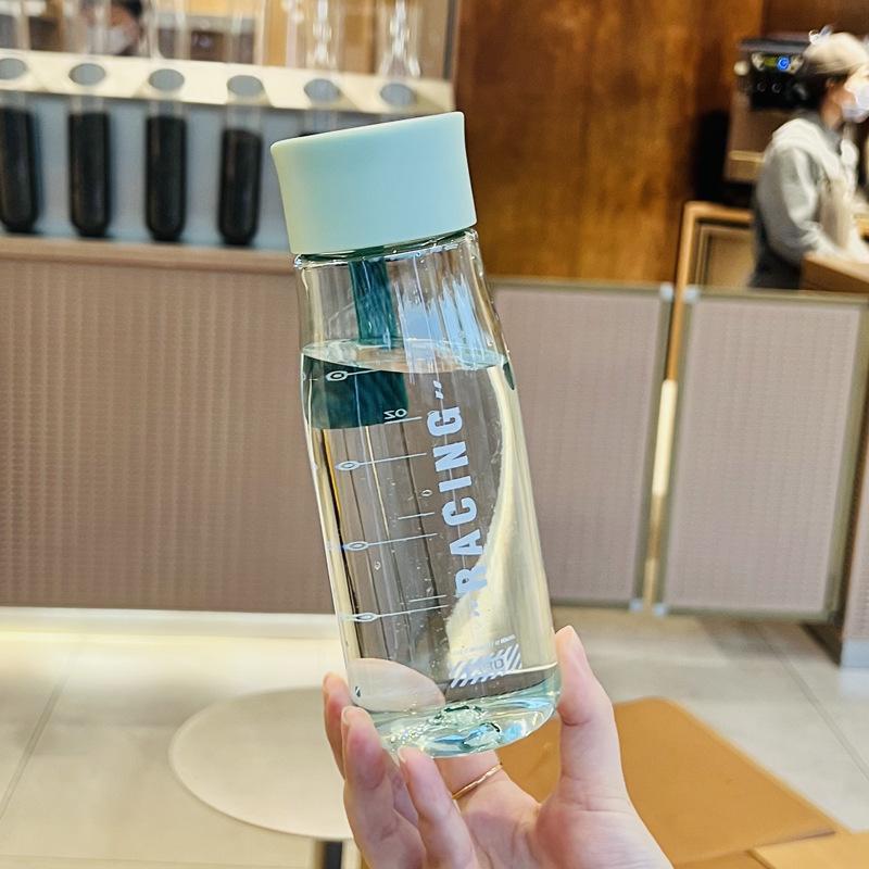 

Portable Rope 550 650ml Plastic Clear Running Sports Water Bottle Cup Student Male Female Summer Handy Cup Student Minimalist Hand Cup 550ml зелений