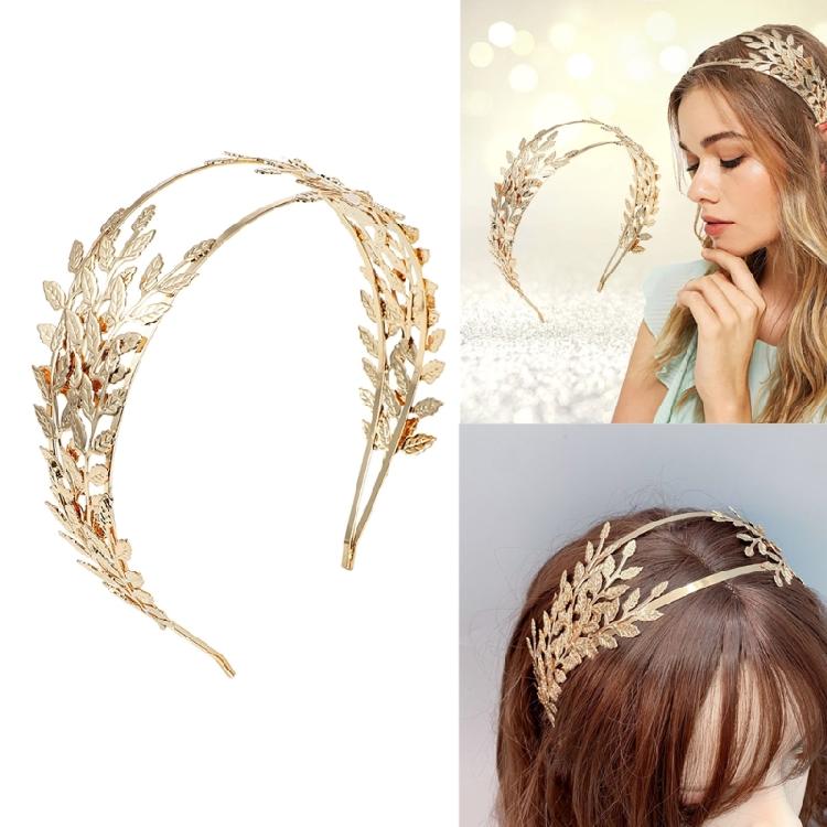 Greek Leaf Shape Hair Hoop Luxurious Model Show Tiaras Bride Styling Headwear