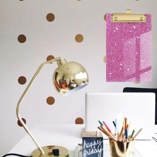 Clipboard Glitter Glossy Surface Smooth Writing Rounded Corners Strong Clamping Force Supporting High Toughness Bending-resistant Backing Plate Office