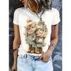 Summer Women's Round Neck Short Sleeved Animal Cartoon Portraits Series 3D T-shirt Fashionable Comfortable Breathable Loose Large Size T-shirt