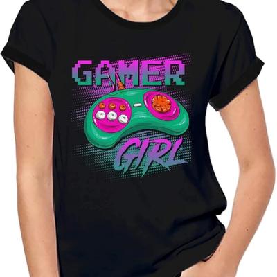 Women's Graphic T-Shirt Organic Gamer Girl - Video Games Funny Eco-Friendly Ladies Limited Edition Short Sleeve